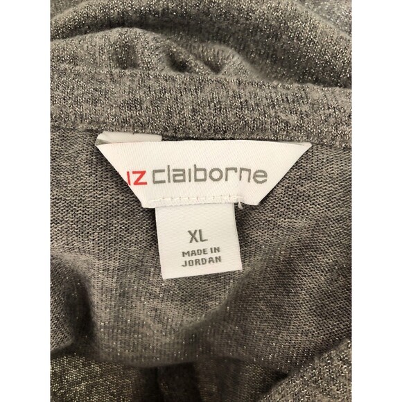 Liz Claiborne Women’s Split Crewneck 3/4 Sleeve Gray Metallic Fabric ￼Sz XL EUC - Picture 5 of 6